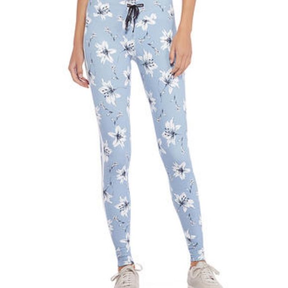 New AVEC LES FILLES Blue Floral Leggings L - Picture 1 of 10